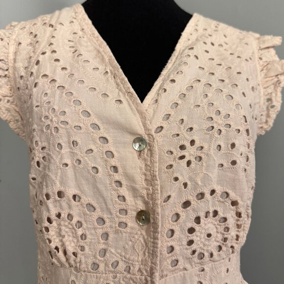 Valentina Naldi Eyelet Lace Midi Dress Made in Italy – 100% Cotton Size M - Picture 4 of 8